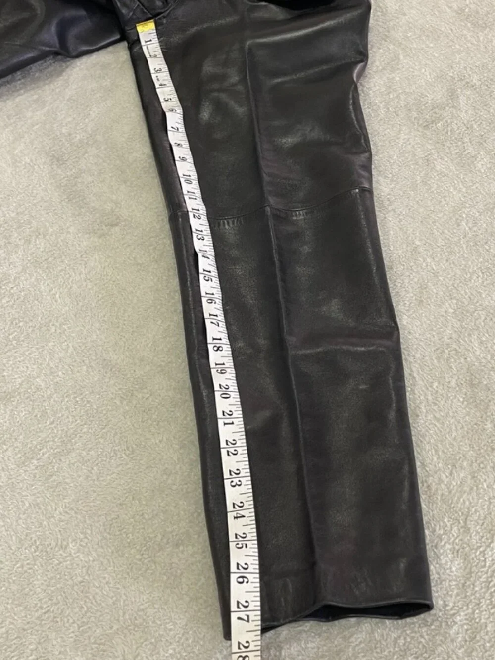 Vintage Chanel Black Leather Pants with Flap Pockets Size 24